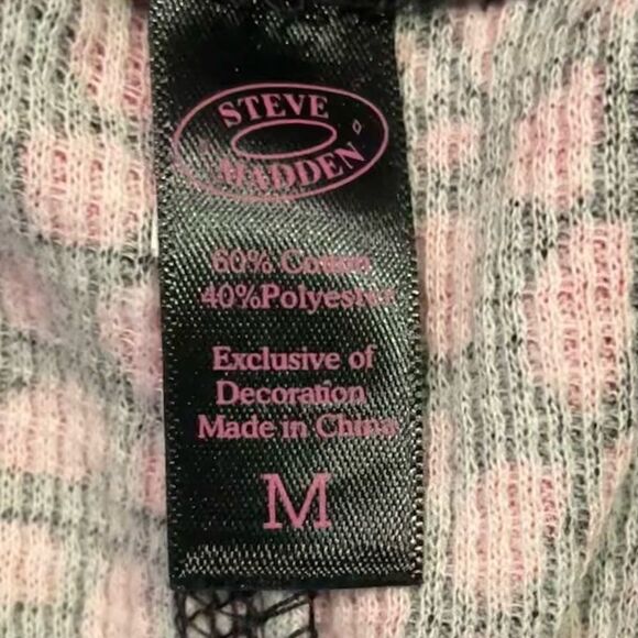 Steve madden Pink Black geometric pattern sleep set sz M - Picture 6 of 7